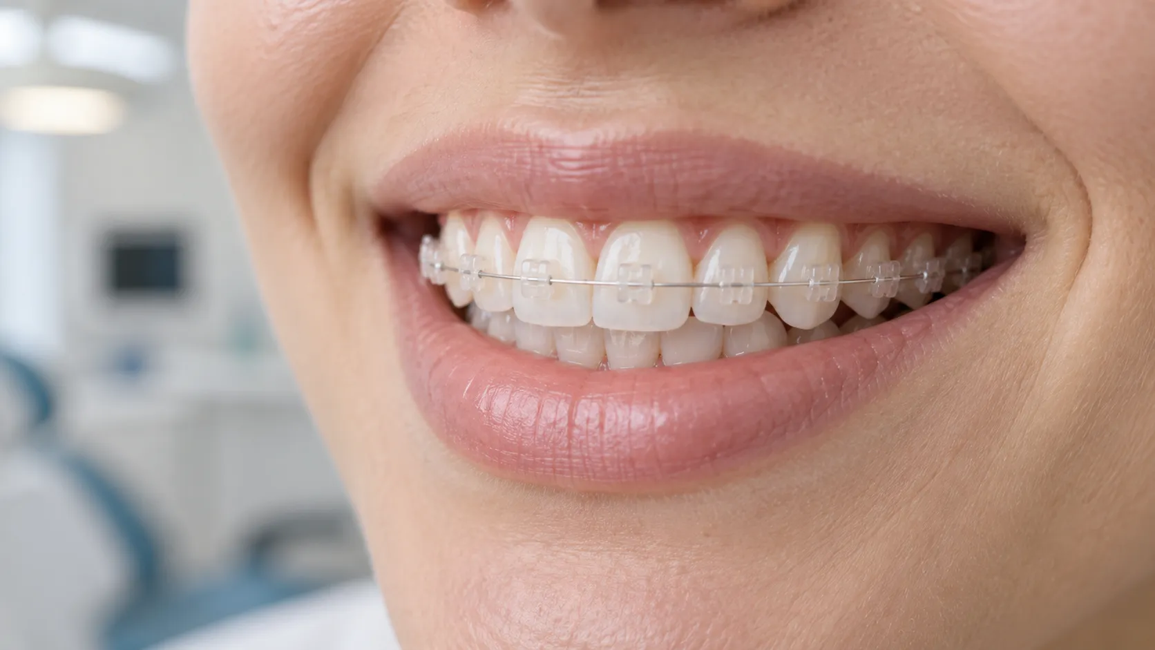 Representative view of clear ceramic braces