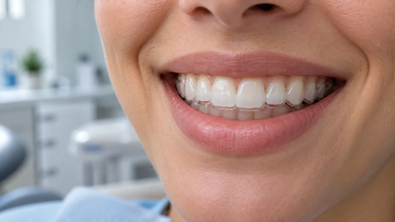 Representative view of clear orthodontic aligners